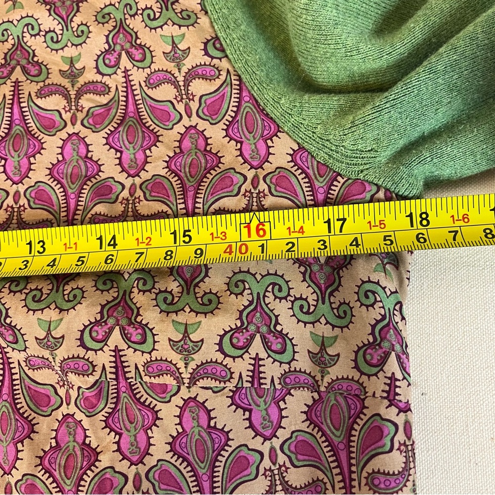 Saks Fifth Avenue Classic Green Cotton‎ and Purple Silk Blend Cardigan Sweater M - Picture 9 of 13
